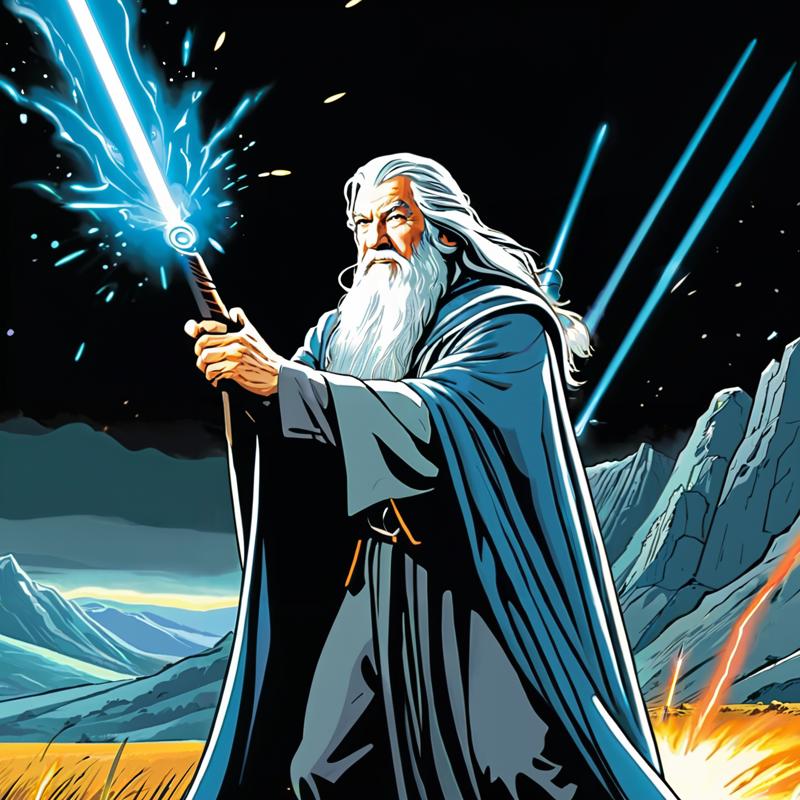 00047-3119920688-Gandalf the Grey holding  bioluminescent  Assault Rifle shooting  glowing laser beams ,middle earth, plains, comicbook style, ex.png